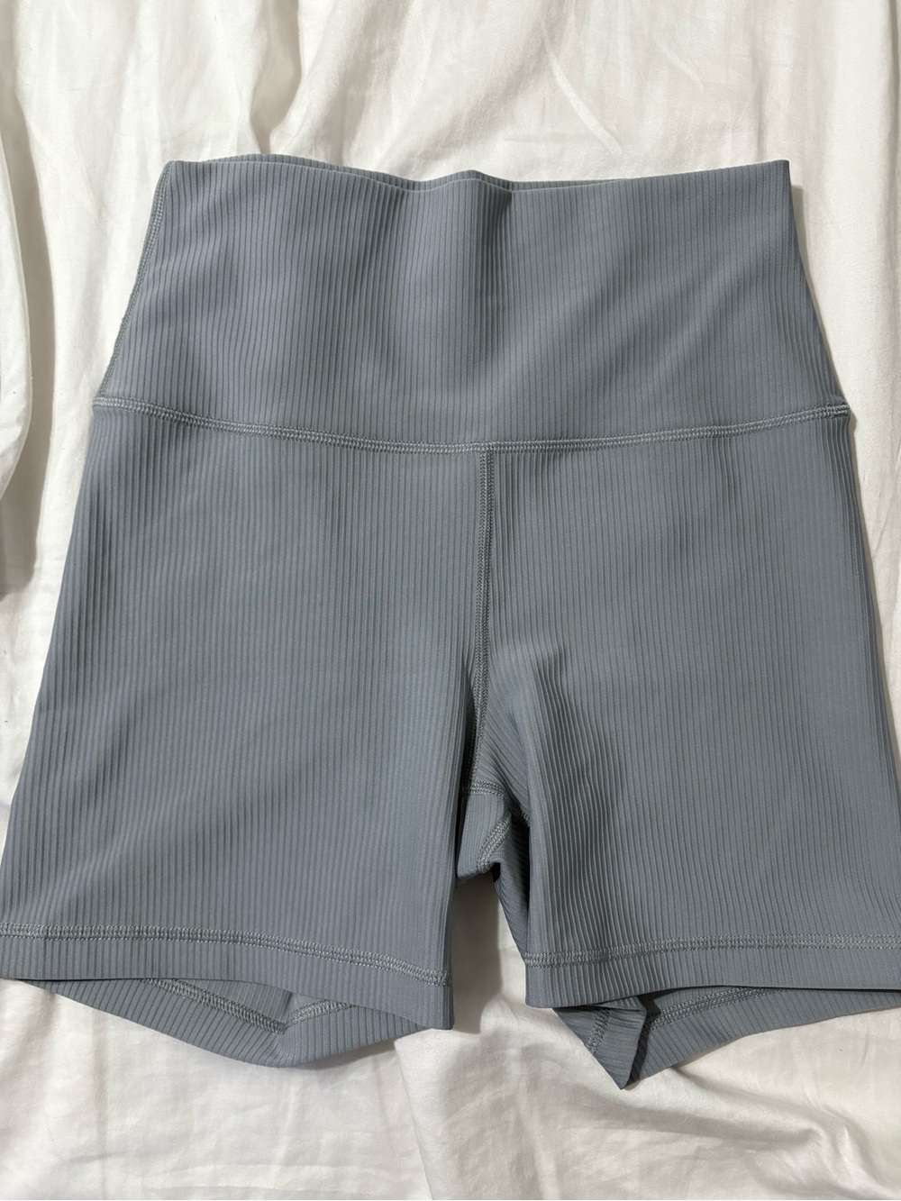 90 Degree High-Waist Grey Ribbed Womenβs Bike Shorts